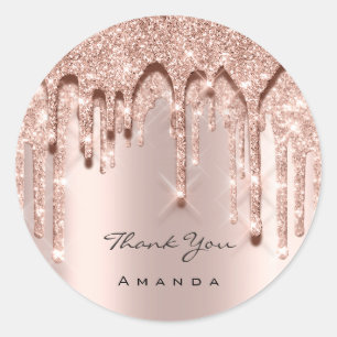 Thank You Name 16th Bridal Rose Glitter 3D Classic Round Sticker