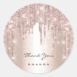 Thank You Name 16th Bridal Rose Glitter Elegant Classic Round Sticker