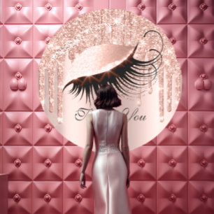 Thank You Name 16th Bridal Rose Glitter Eyes Classic Round Sticker