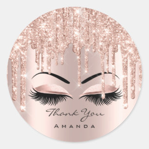 Thank You Name 16th Bridal Rose Glitter Makeup Classic Round Sticker