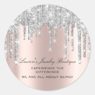 Thank You Name 16th Bridal Rose Glitter Silver Cla Classic Round Sticker