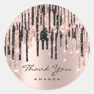 Thank You Name 16th Bridal Rose Glitter Spark Classic Round Sticker