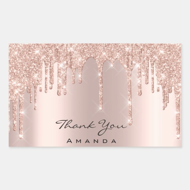 Thank You Name 16th Bridal Rose Gold Spark Rectangular Sticker (Front)