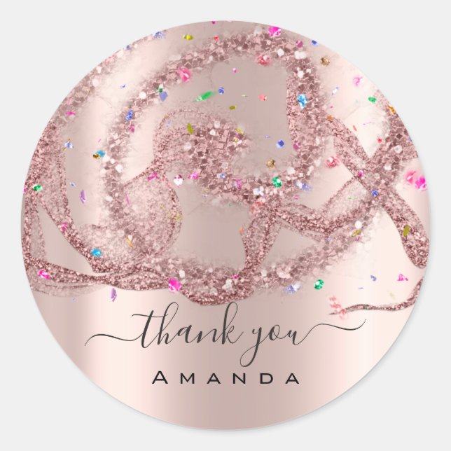 Thank You Name 16th Bridal Rose Modern Confetti Classic Round Sticker (Front)