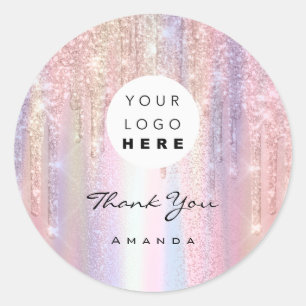 Thank You Name 16th Bridal Rose QrCode Holograph Classic Round Sticker