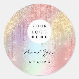 Thank You Name 16th Bridal Rose QrCode Holograph  Classic Round Sticker