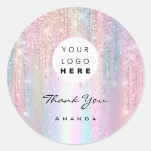 Thank You Name 16th Bridal Rose QrCode Holographic Classic Round Sticker
