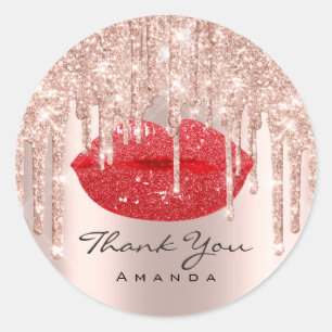 Thank You Name 16th Bridal Rose Red Lips Classic Round Sticker