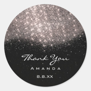 Thank You Name 16th Bridal Rose Sand Black Classic Round Sticker