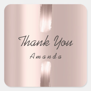 Thank You Name 16th Bridal Rose Strokes Blush Lux Square Sticker