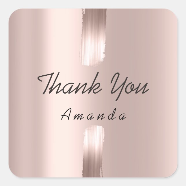 Thank You Name 16th Bridal Rose Strokes Blush Lux Square Sticker (Front)