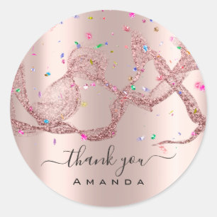 Thank You Name 16th Bridal Rose Waves Confetti Classic Round Sticker