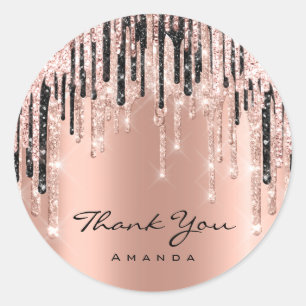 Thank You Name 16th Bridal Shower Rose Copper Classic Round Sticker