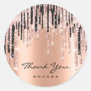 Thank You Name 16th Bridal Shower Rose Gold Classic Round Sticker