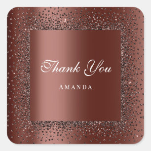 Thank You Name 16th Bridal Wedding Brown Square Sticker