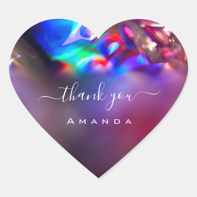 Thank You Name 16th Bridal WeddingHolograph Purple Heart Sticker (Front)