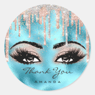 Thank You Name Confetti Rose Glitter Eyelash Ocean Classic Round Sticker