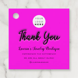 Thank You Name Custom Custom Logo Black Pink Favour Tags