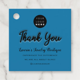 Thank You Name Custom Custom Logo Blue Modern Favour Tags