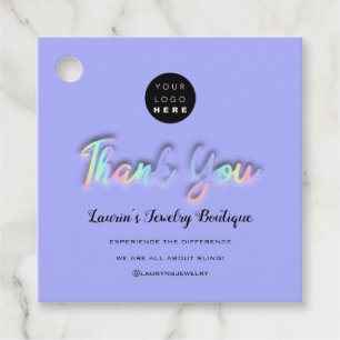 Thank You Name Custom Custom Logo Holograph Blue Favour Tags