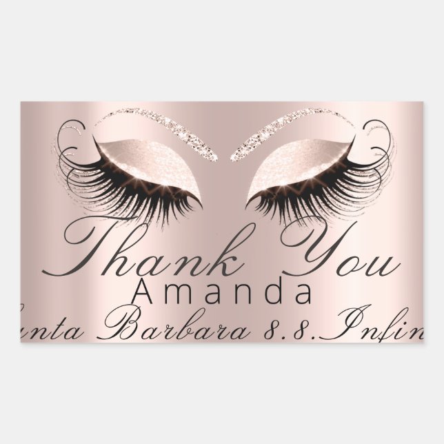 Thank You Name Date Rose Bridal Sweet 16th Rectangular Sticker (Front)