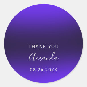 Thank You Name Date Sweet 16th Wedding Blue Navy Classic Round Sticker