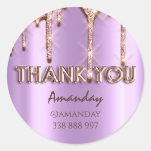thank you Name Drips Rose Instagra Purple Classic Round Sticker