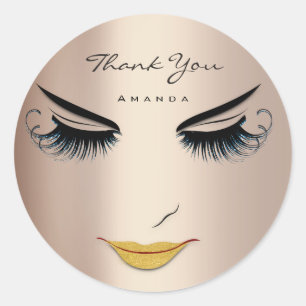 Thank You Name Eyelash Rose Blue Sweet 16th Classic Round Sticker