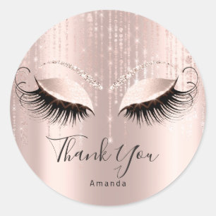 Thank You Name Eyelash Rose Bridal Sweet 16th Classic Round Sticker