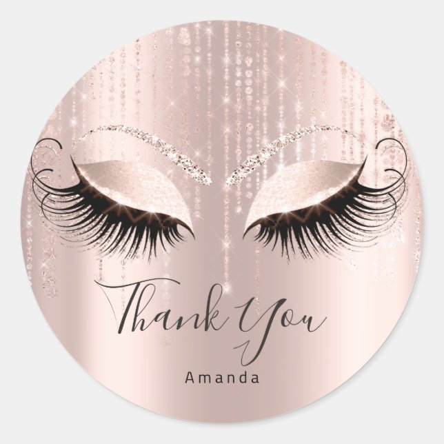 Thank You Name Eyelash Rose Bridal Sweet 16th Classic Round Sticker (Front)