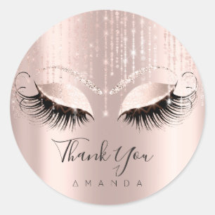 Thank You Name Eyelash Rose Bridal Sweet 16th Classic Round Sticker