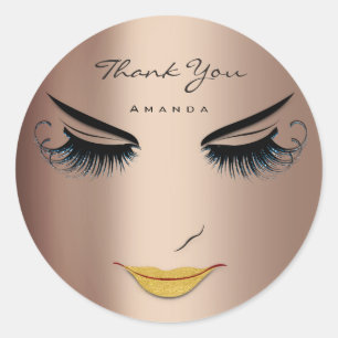 Thank You Name Eyelash Sweet 16th Rose Skinny Classic Round Sticker