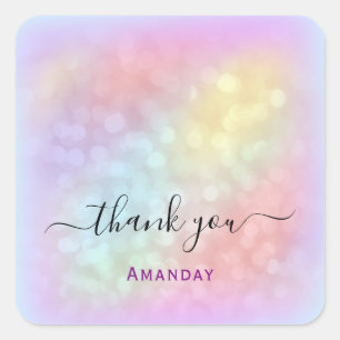 Thank You Name Holographic Makeup Graduate Square Sticker
