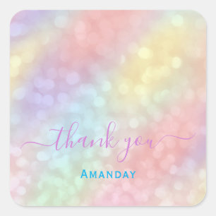 Thank You Name Holographic Makeup Sswweet 16th Square Sticker