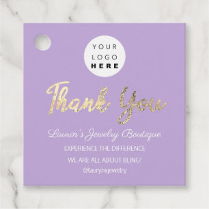 Thank You Name Logo  QR Code Gold Purple Lavande  Favour Tags