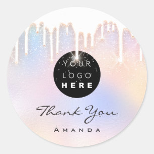 Thank You Name Makeup Artist Holograph Spark Logo Classic Round Sticker