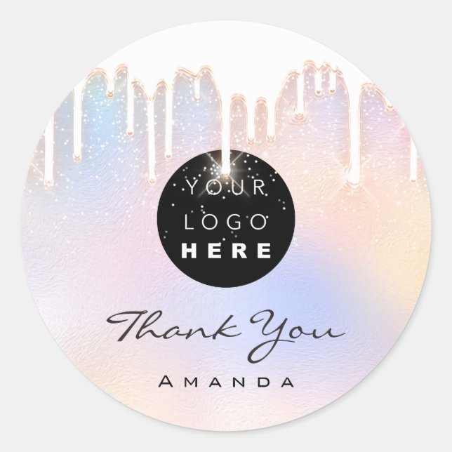 Thank You Name Makeup Artist Holograph Spark Logo Classic Round Sticker (Front)