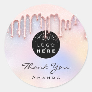 Thank You Name Makeup Artist HolographGlitter Logo Classic Round Sticker