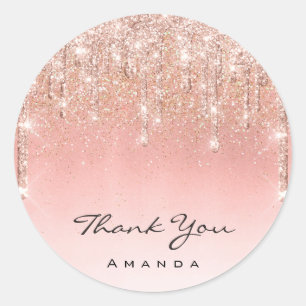 Thank You Name Makeup Artist Rose Glitter Girly Classic Round Sticker