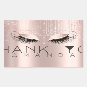 Thank You Name Minimal Rose Bridal Sweet 16th Rectangular Sticker