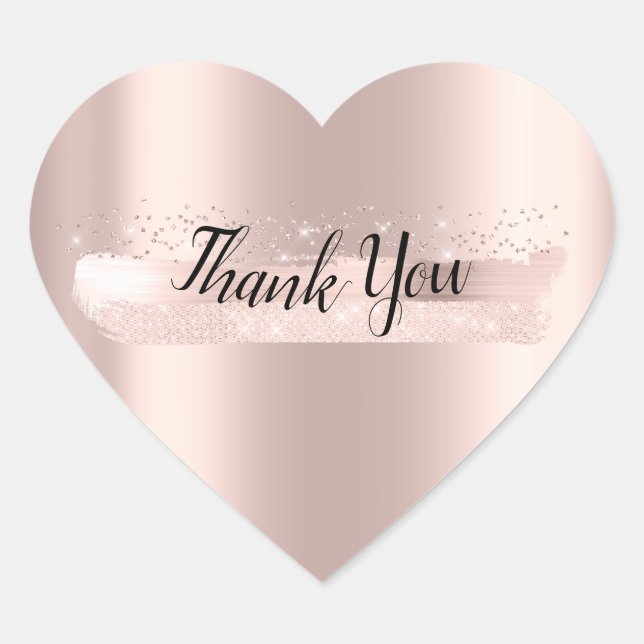 Thank You Name Rose  Blush Bridal Shower Wedding Heart Sticker (Front)