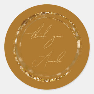 Thank You Name Seal Autumn Gold Mustard Yellow