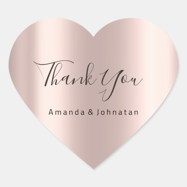 Thank You Name Simply Rose Bridal Sweet 16th Heart Sticker (Front)