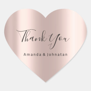 Thank You Name Simply Rose Bridal Sweet 16th Heart Sticker