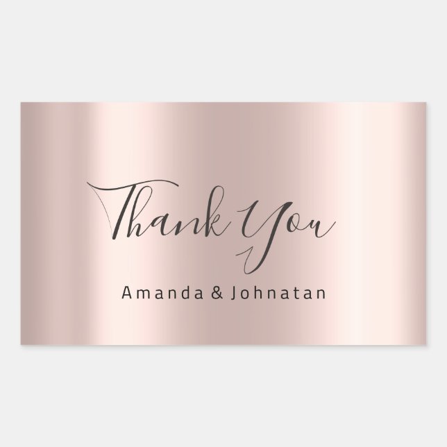 Thank You Name Simply Rose Bridal Sweet 16th Rectangular Sticker (Front)