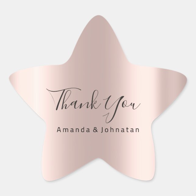 Thank You Name Star Rose Bridal Sweet 16th Star Sticker (Front)