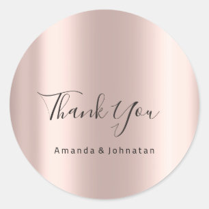 Thank You Name Wedding Rose Bridal Sweet 16th Classic Round Sticker