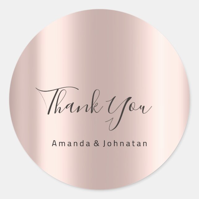Thank You Name Wedding Rose Bridal Sweet 16th Classic Round Sticker (Front)