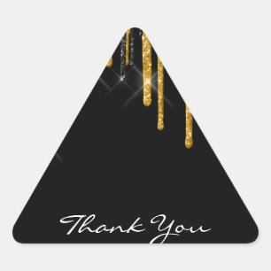 Thank You Name Wedding Silver Grey Gold Drips Triangle Sticker