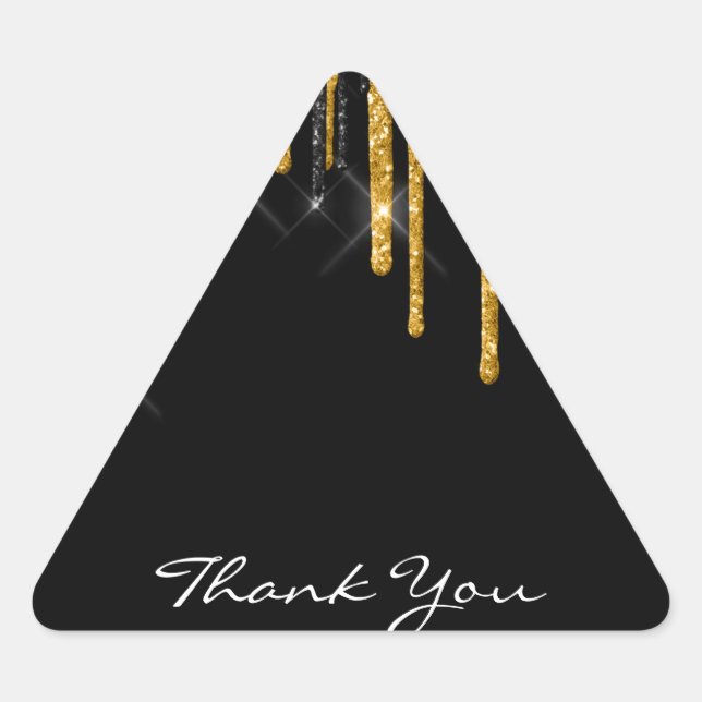 Thank You Name Wedding  Silver Grey  Gold Drips Triangle Sticker (Front)